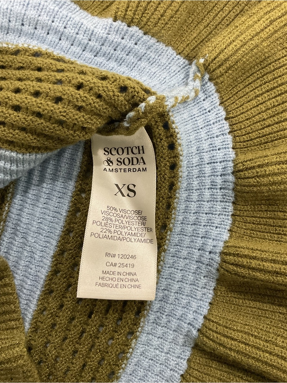 NWT Scotch & Soda Pointelle Peplum Sweater Green Moss Cerulean XS - Picture 16 of 16